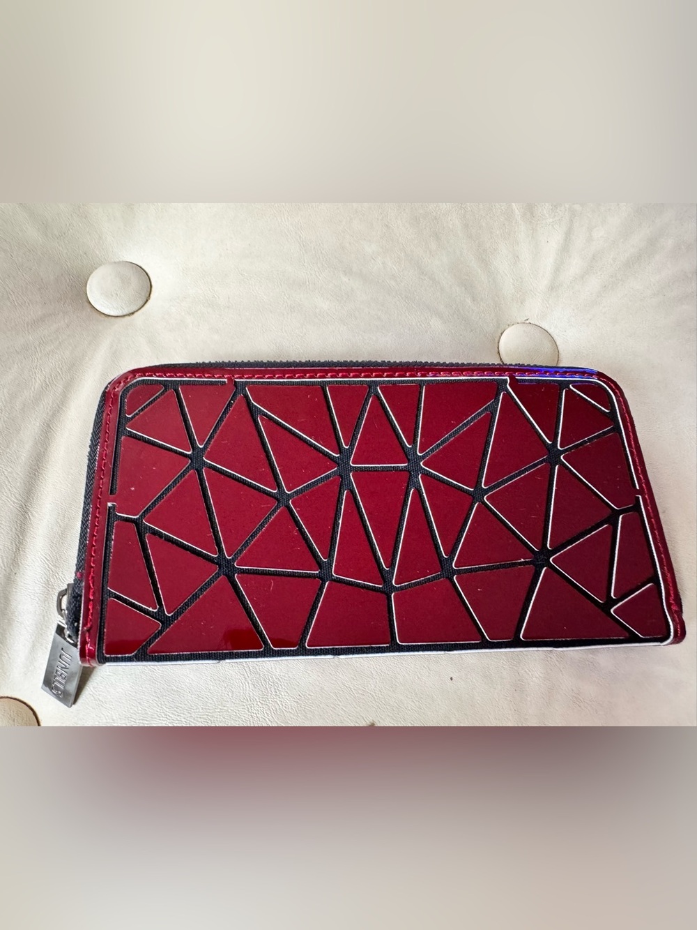 Jun5 Geometric Burgundy EUC Zip Wallet